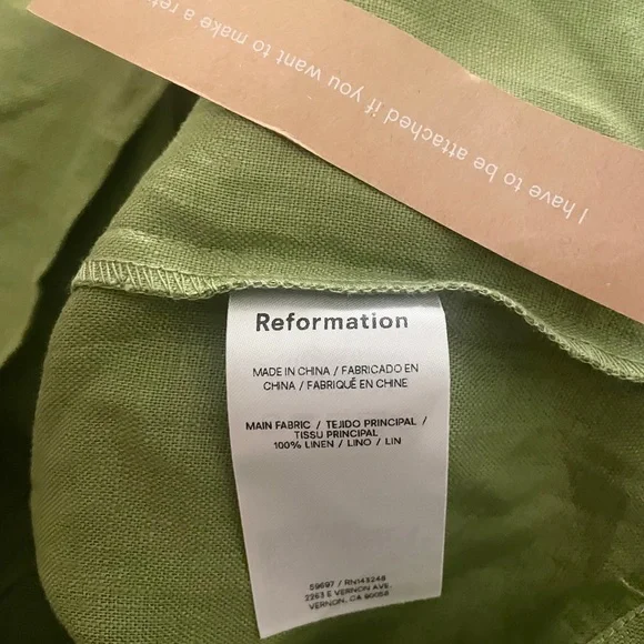 Reformation Kerrigan Linen Dress in Avocado Green - Picture 12 of 12